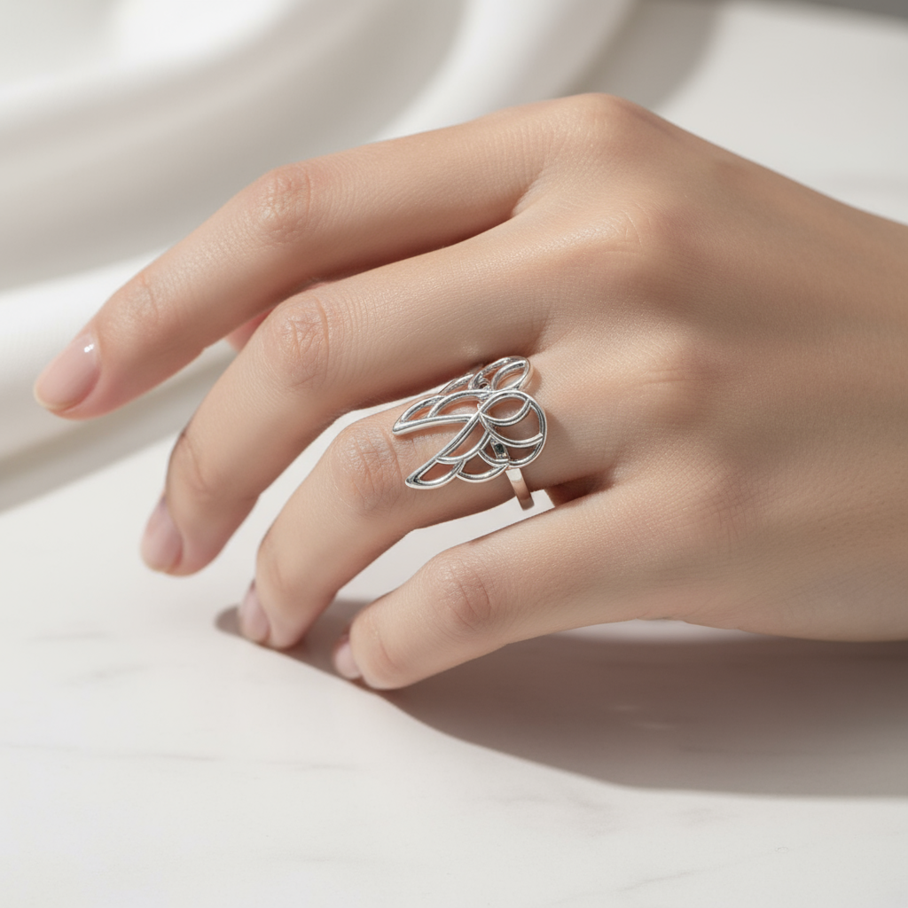Guardian Angel Wings Open Ring in Silver