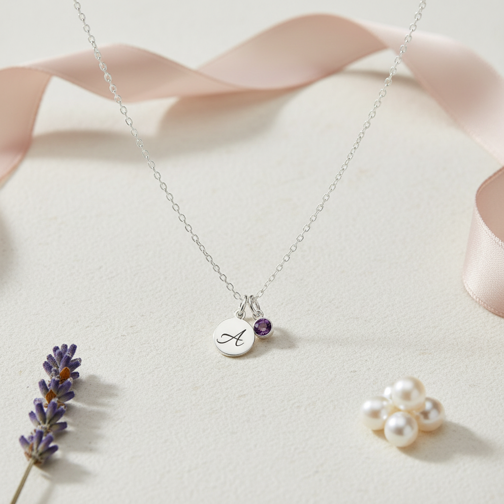 Birthstone Initial Necklace – Personalised Jewellery Handcrafted in Ireland