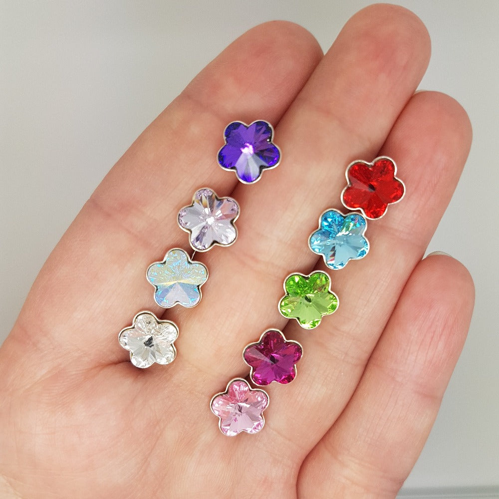 Little Miss Flower Stud Earrings | Choose your colour, [product type], - Personalised Silver Jewellery Ireland by Magpie Gems