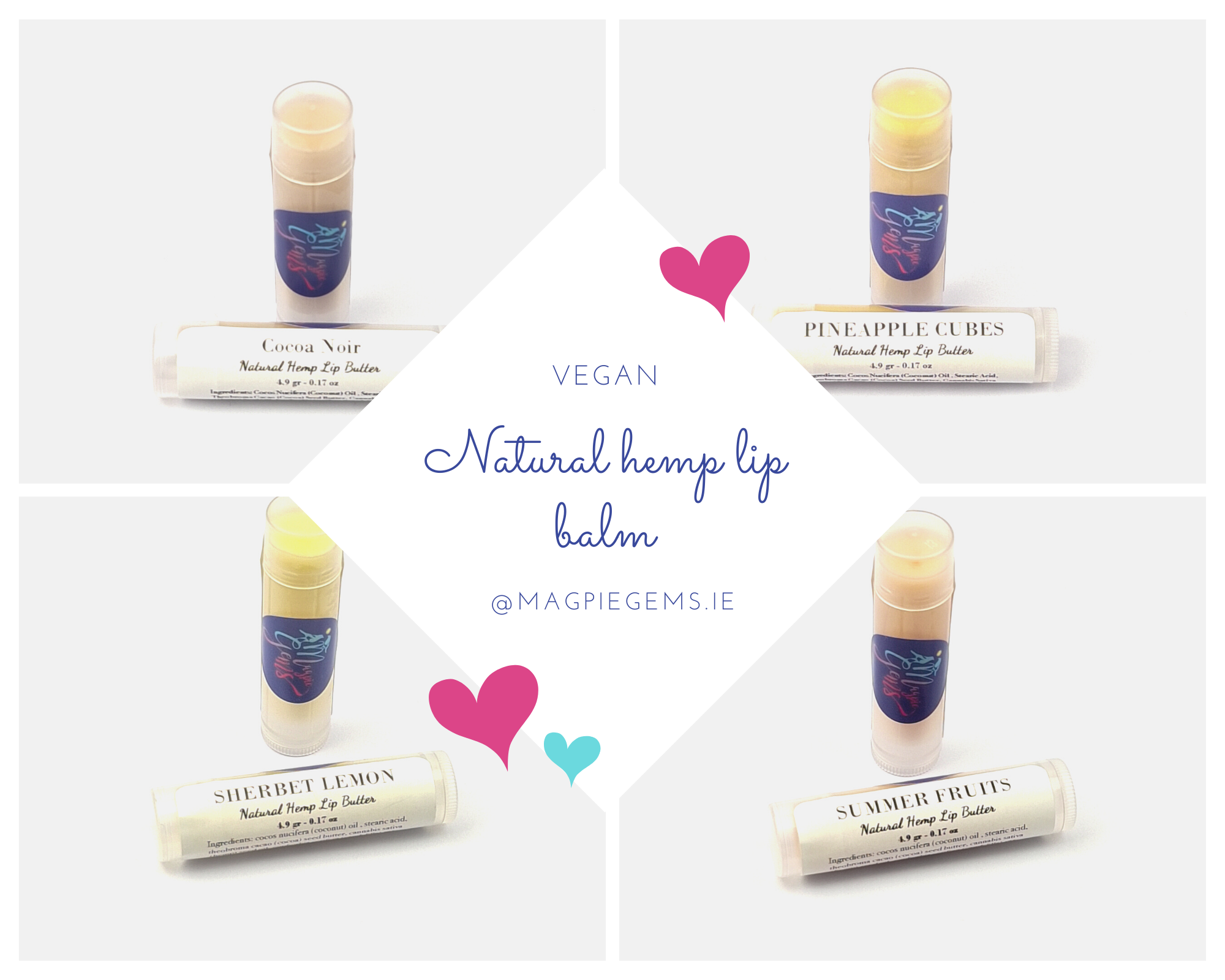 Vegan Handmade Lip Butter Balm, Hemp Seed Oil Lip Balm, Shop in Ireland