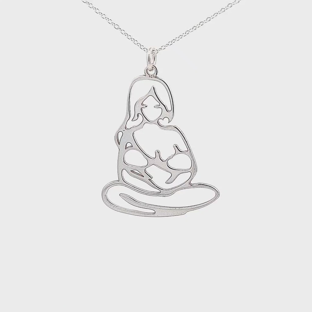 Watch the Double Blessing Silver Necklace Come to Life - A Unique Pendant Celebrating the Joy of Motherhood. and breastfeeding twins