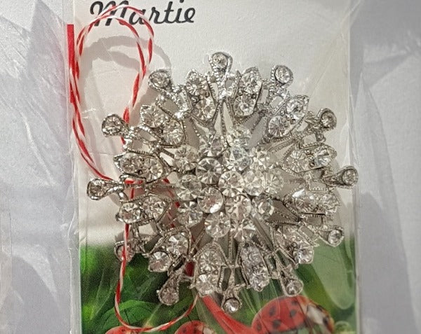 Martisor Large Brooch - red and white string - Personalised Sterling Silver Jewellery Ireland. Birthstone necklace. Shop Local Ireland - Ireland