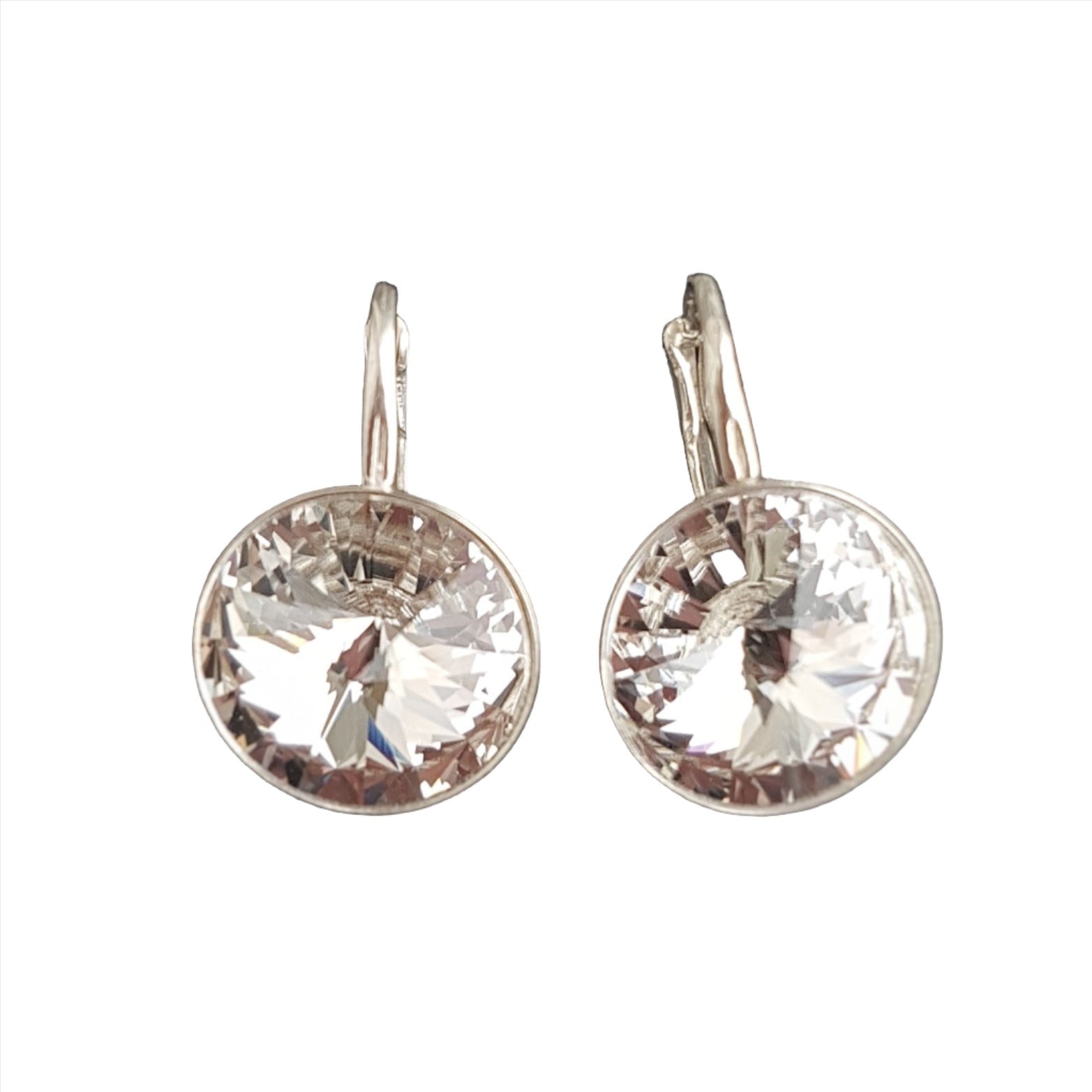 Silver Earrings with 14mm Round Crystals - Personalised Sterling Silver Jewellery Ireland. Birthstone necklace. Shop Local Ireland - Ireland