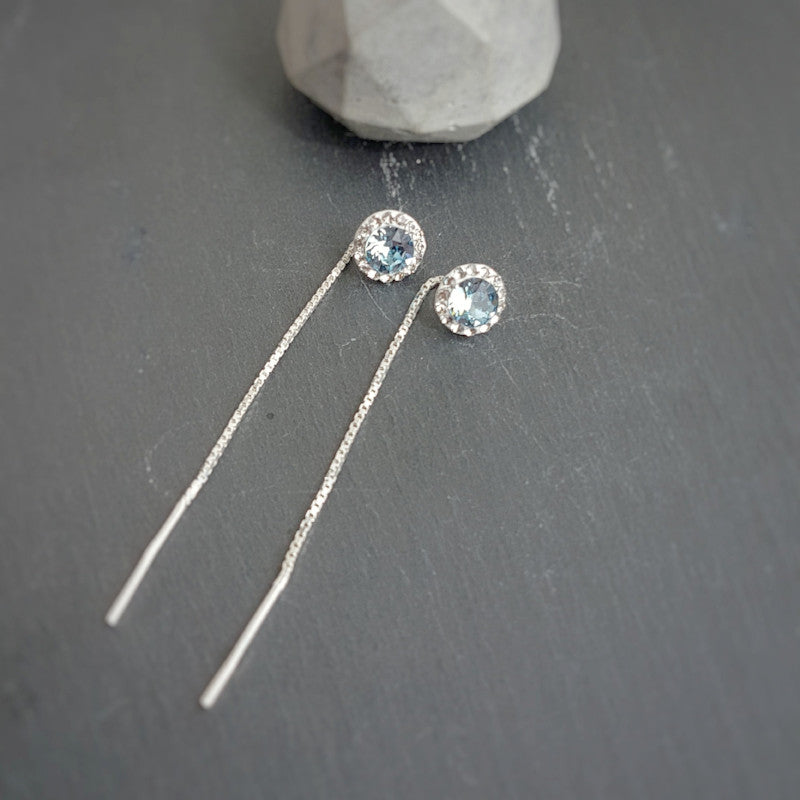 Dazzling Daisy Threader Chain Earrings | More Colours, [product type], - Personalised Silver Jewellery Ireland by Magpie Gems