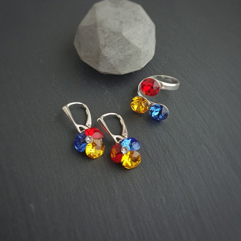 Fusions Stud Earrings | Red Yellow Blue