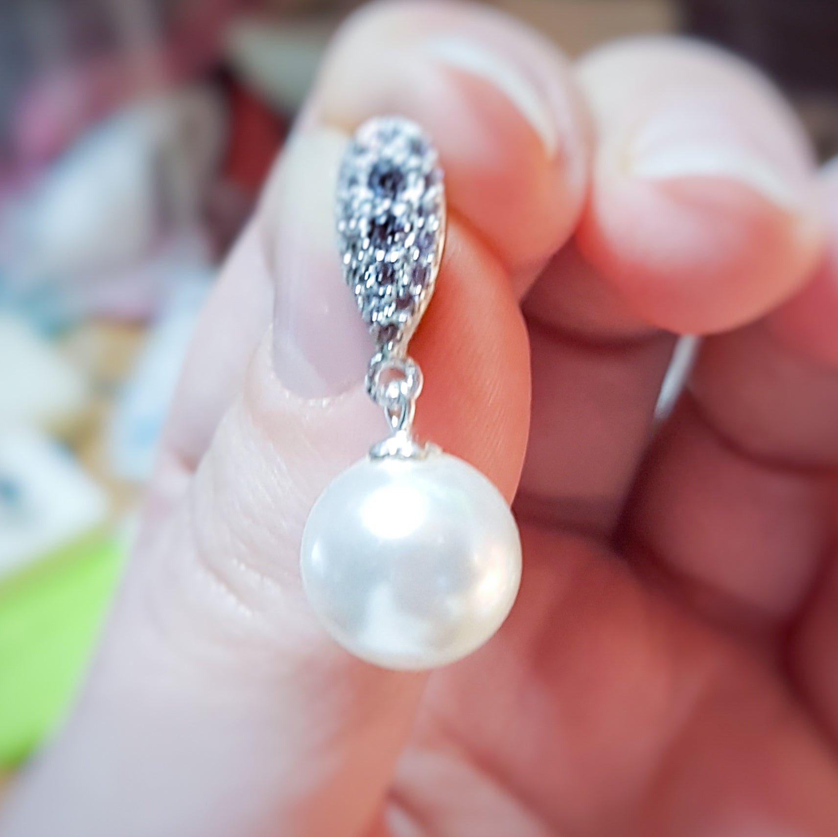 White pearl drop earrings - Personalised Sterling Silver Jewellery Ireland. Birthstone necklace. Shop Local Ireland - Ireland