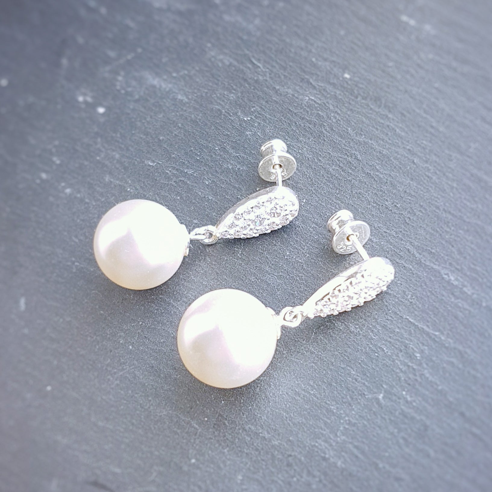 White pearl drop earrings - Personalised Sterling Silver Jewellery Ireland. Birthstone necklace. Shop Local Ireland - Ireland