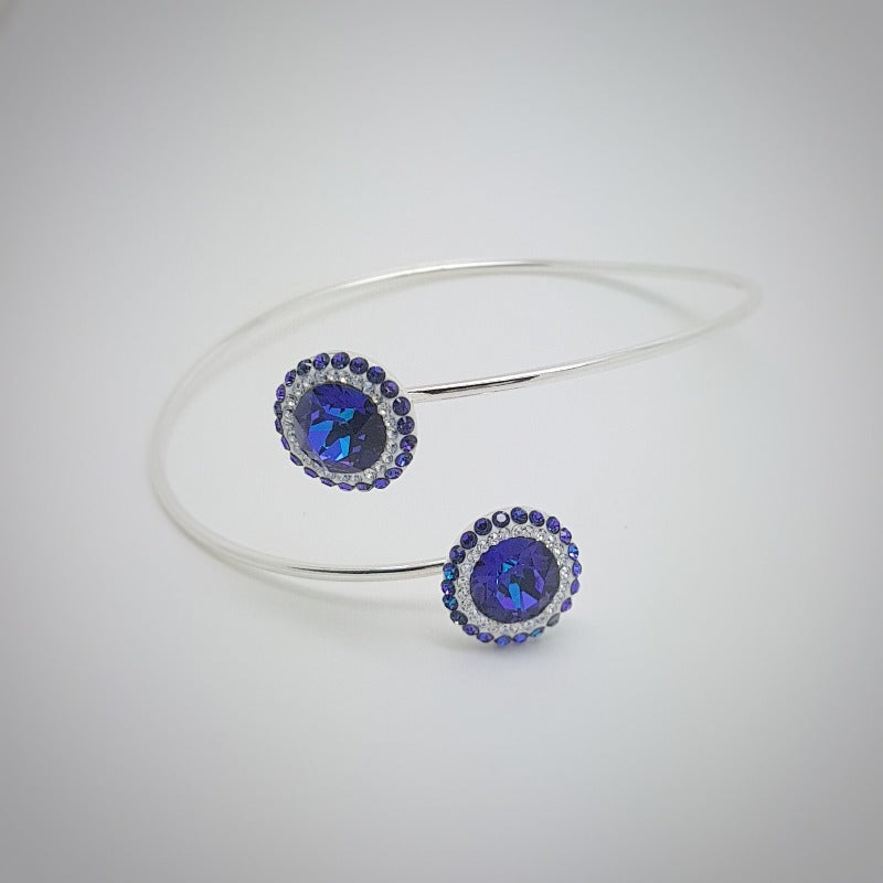 Purple Dazzling Daisy Bangle Bracelet, [product type], - Personalised Silver Jewellery Ireland by Magpie Gems