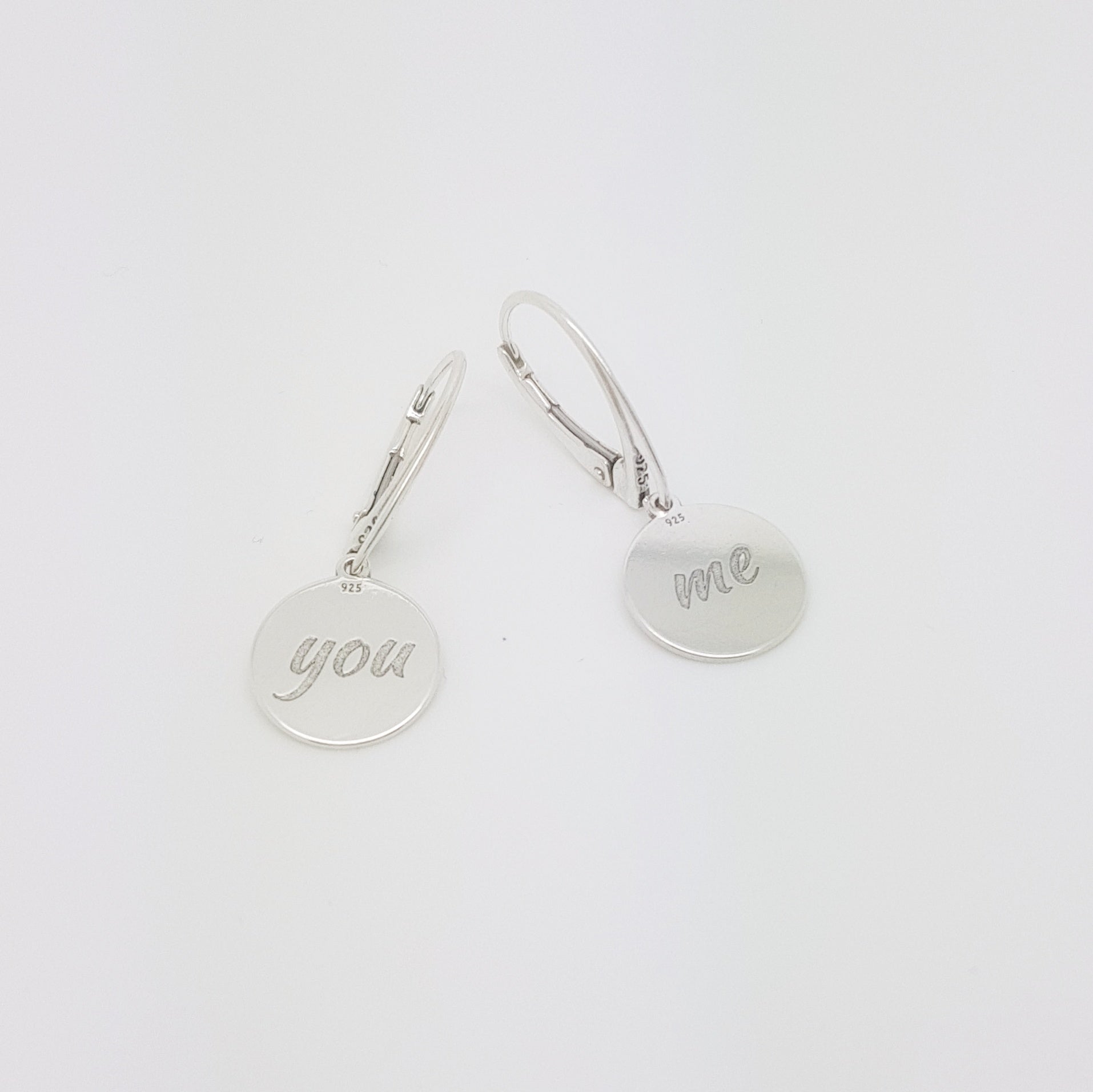 You & Me Leverback Earrings, [product type], - Personalised Silver Jewellery Ireland by Magpie Gems