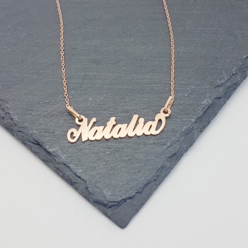 Natalia - Name necklace with 18k Rose Gold Plated Sterling Silver, [product type], - Personalised Silver Jewellery Ireland by Magpie Gems