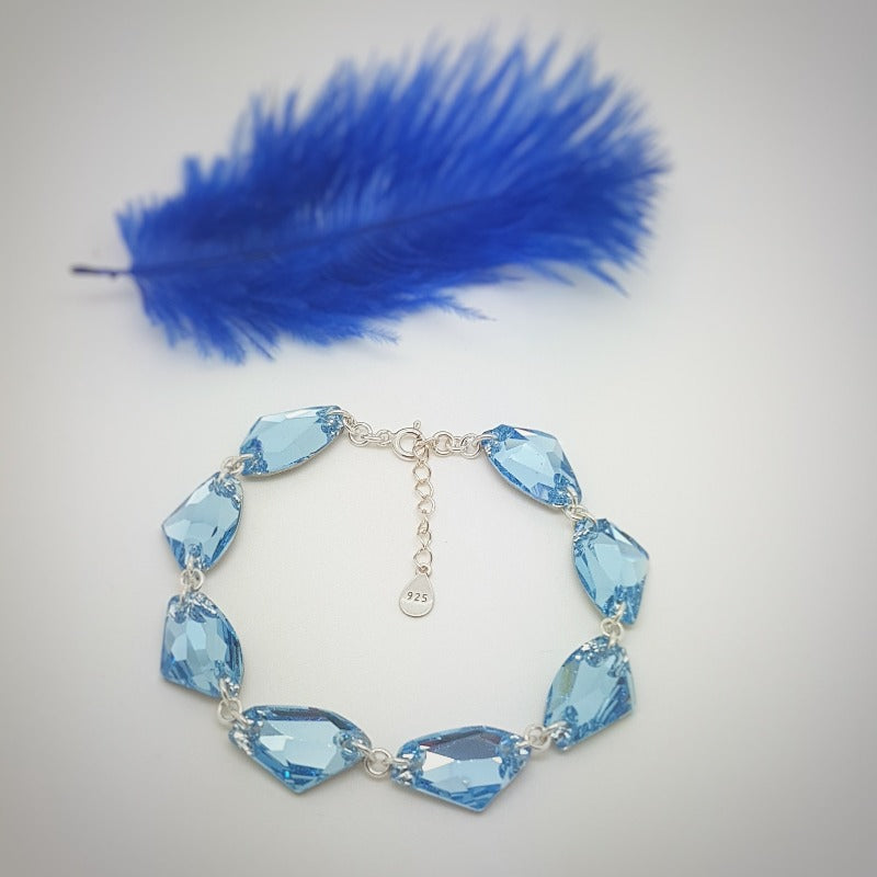 Aquamarine crystal link bracelet - Personalised Sterling Silver Jewellery Ireland. Birthstone necklace. Shop Local Ireland - Ireland