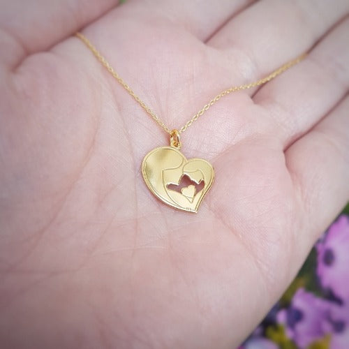 Mother Daughter Heart Necklace in Gold plated Sterling Silver Ireland