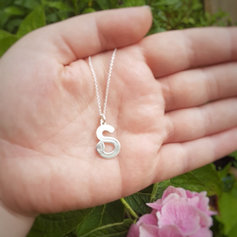 Personalised Large Initial Necklace - letter S pendant