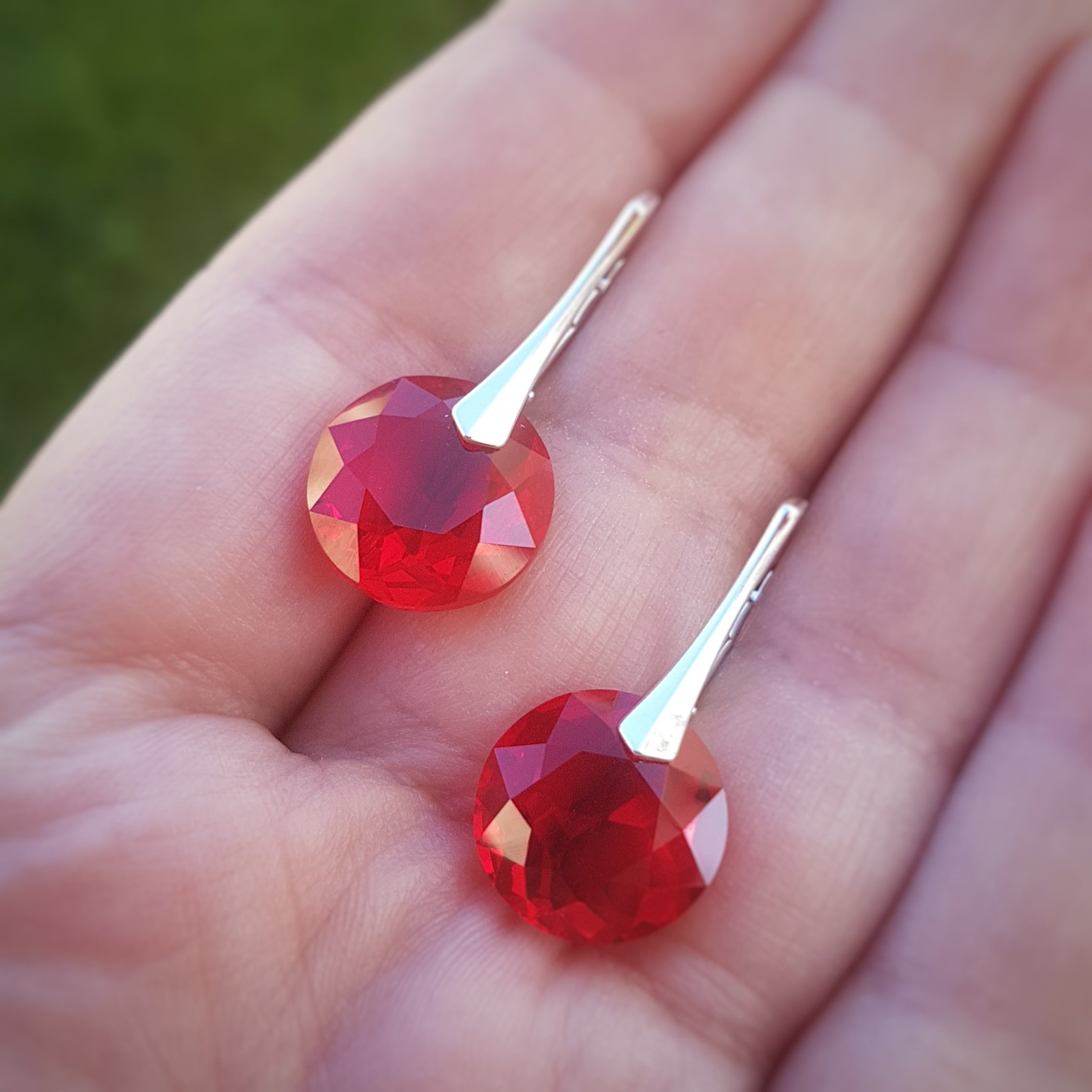 Red Silver Earrings | 3 sizes available - Personalised Sterling Silver Jewellery Ireland. Birthstone necklace. Shop Local Ireland - Ireland