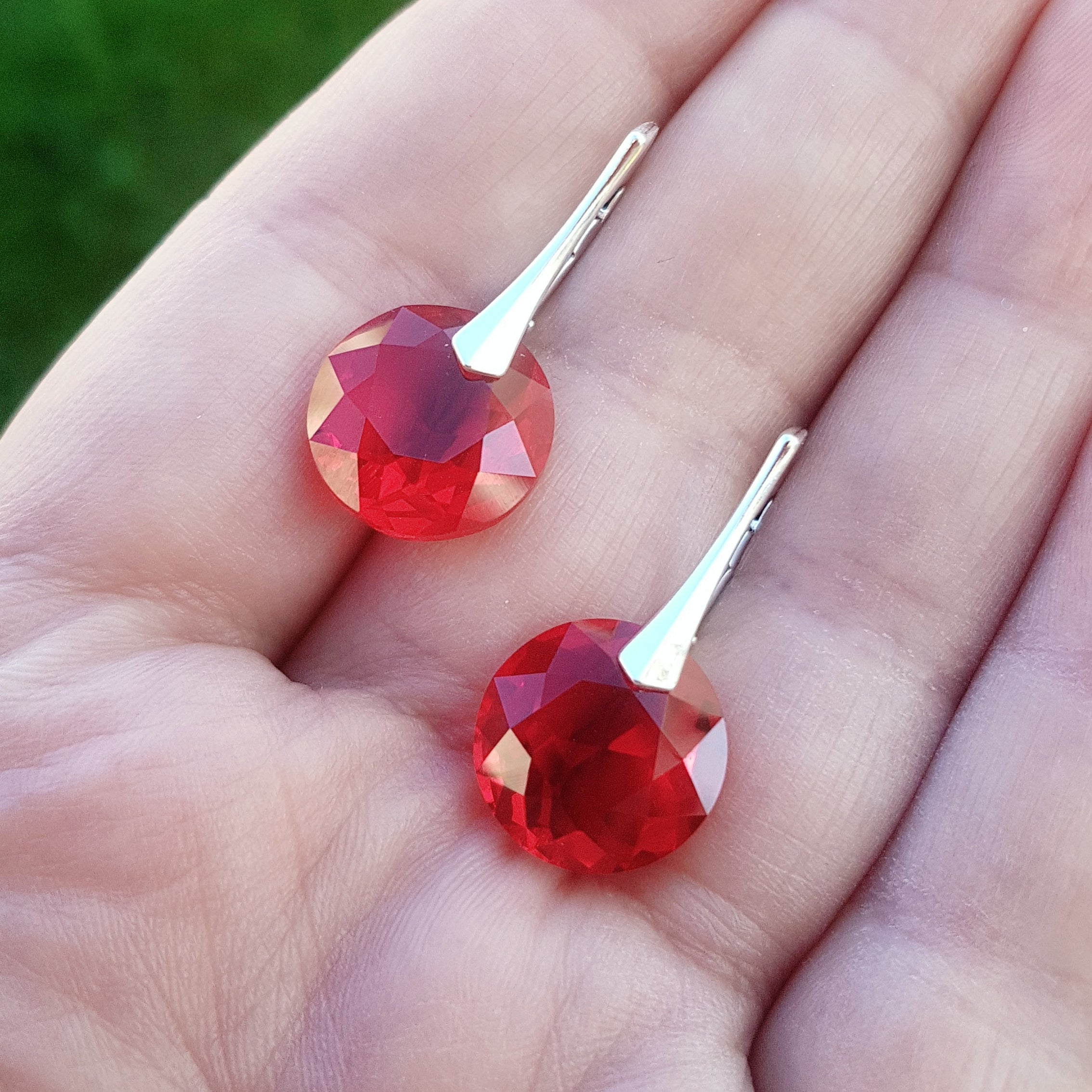 Red Silver Earrings | 3 sizes available - Personalised Sterling Silver Jewellery Ireland. Birthstone necklace. Shop Local Ireland - Ireland