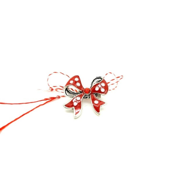 Handmade Martisor Red Bow Brooch
