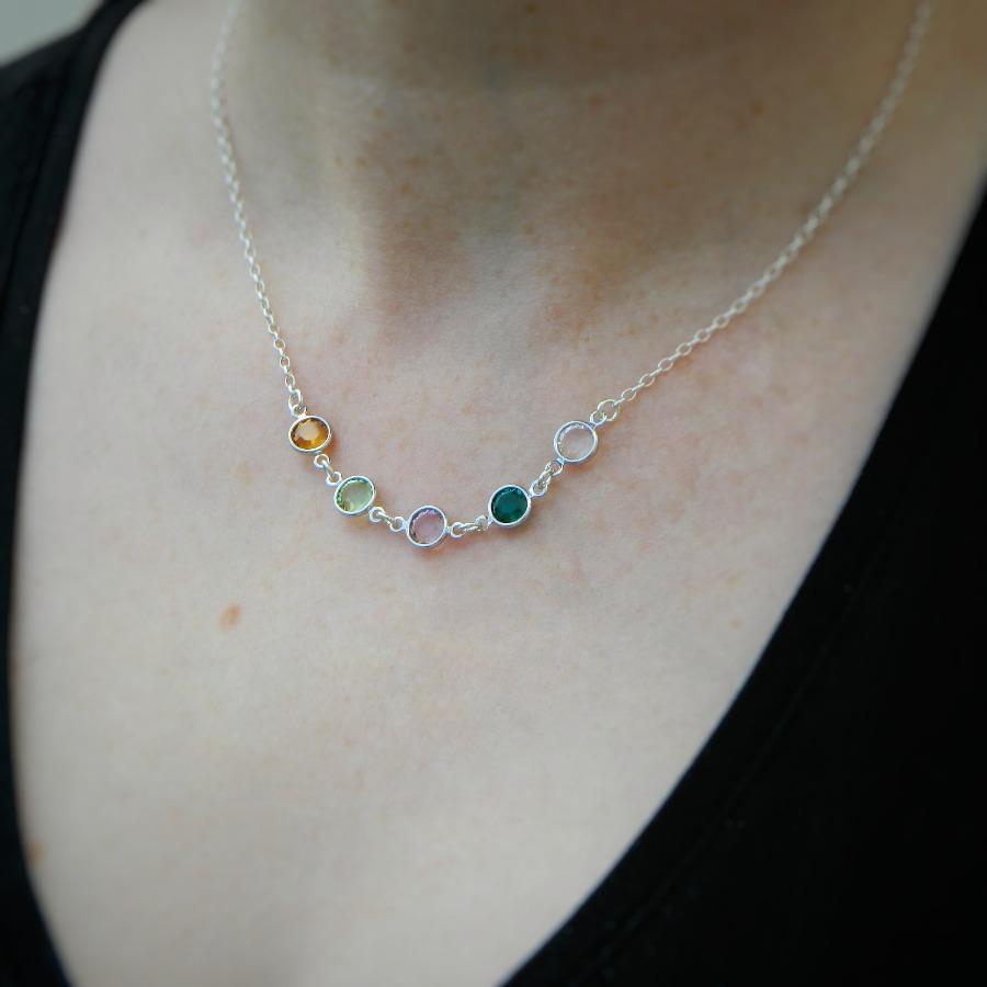 5 Multiple family birthstones necklace, Gift boxed from Ireland