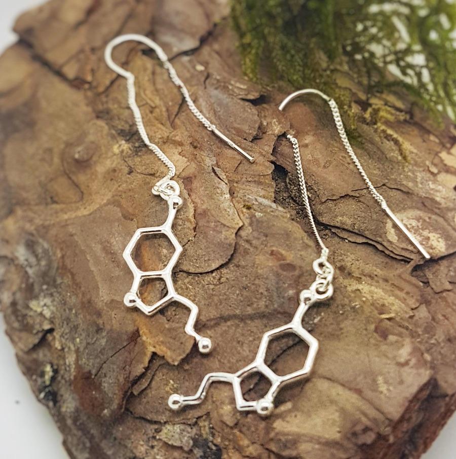 Be Happy Serotonin Long Drop Earrings, Ear threader earrings in silver, - Personalised Silver Jewellery Ireland by Magpie Gems