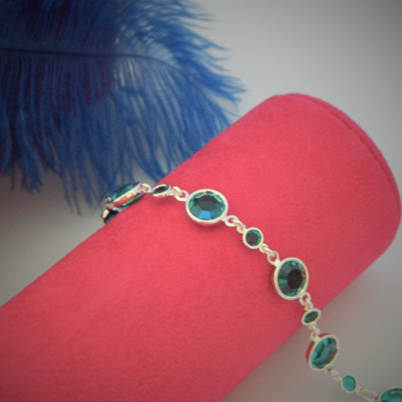 Pulsera de plata de ley con brillo de piedra natal