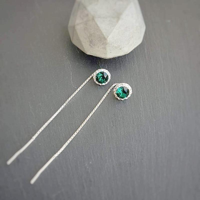 Dazzling Daisy Threader Chain Earrings | More Colours, [product type], - Personalised Silver Jewellery Ireland by Magpie Gems