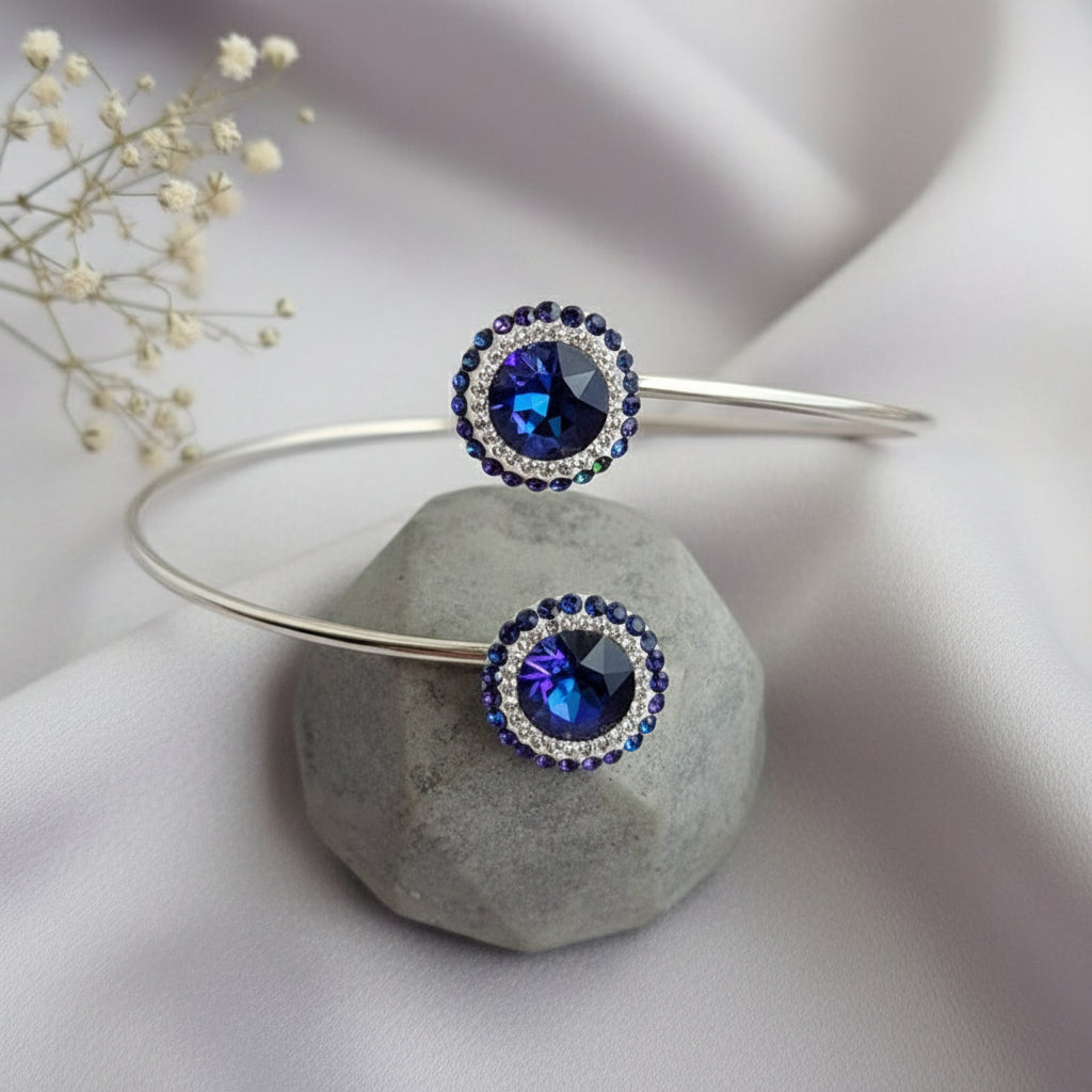 Dazzling Daisy Bangle Bracelet, [product type], - Personalised Silver Jewellery Ireland by Magpie Gems
