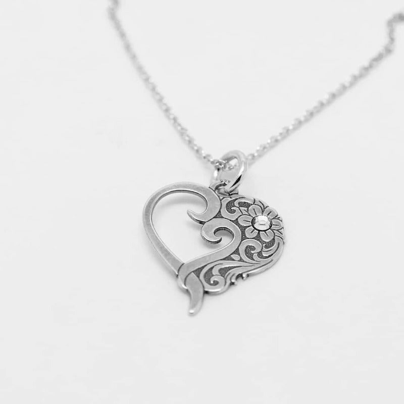 Romantic Heart Silver pendant necklace with crystal by Magpie Gems Gift jewellery Cork Ireland