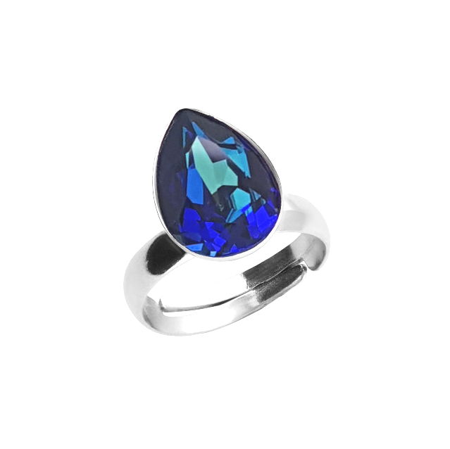 Bermuda Blue Solitaire Silver Ring in Nickel-Free Sterling Silver by Magpie Gems.