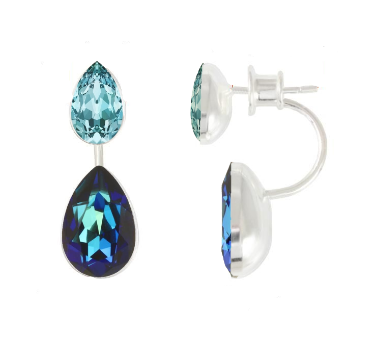 Silver jacket earrings | Infinite Sky & Sea | HORIZON, [product type], - Personalised Silver Jewellery Ireland by Magpie Gems