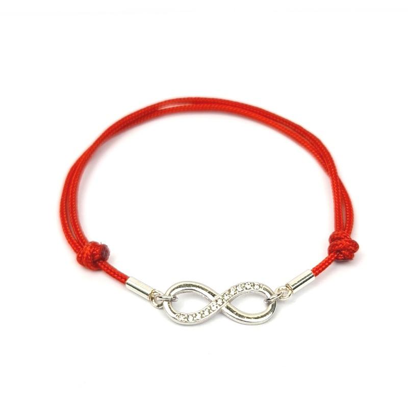 Infinity with crystals red cord slip know bracelet in silver, shop in Ireland, free shipping over €75, gift boxed