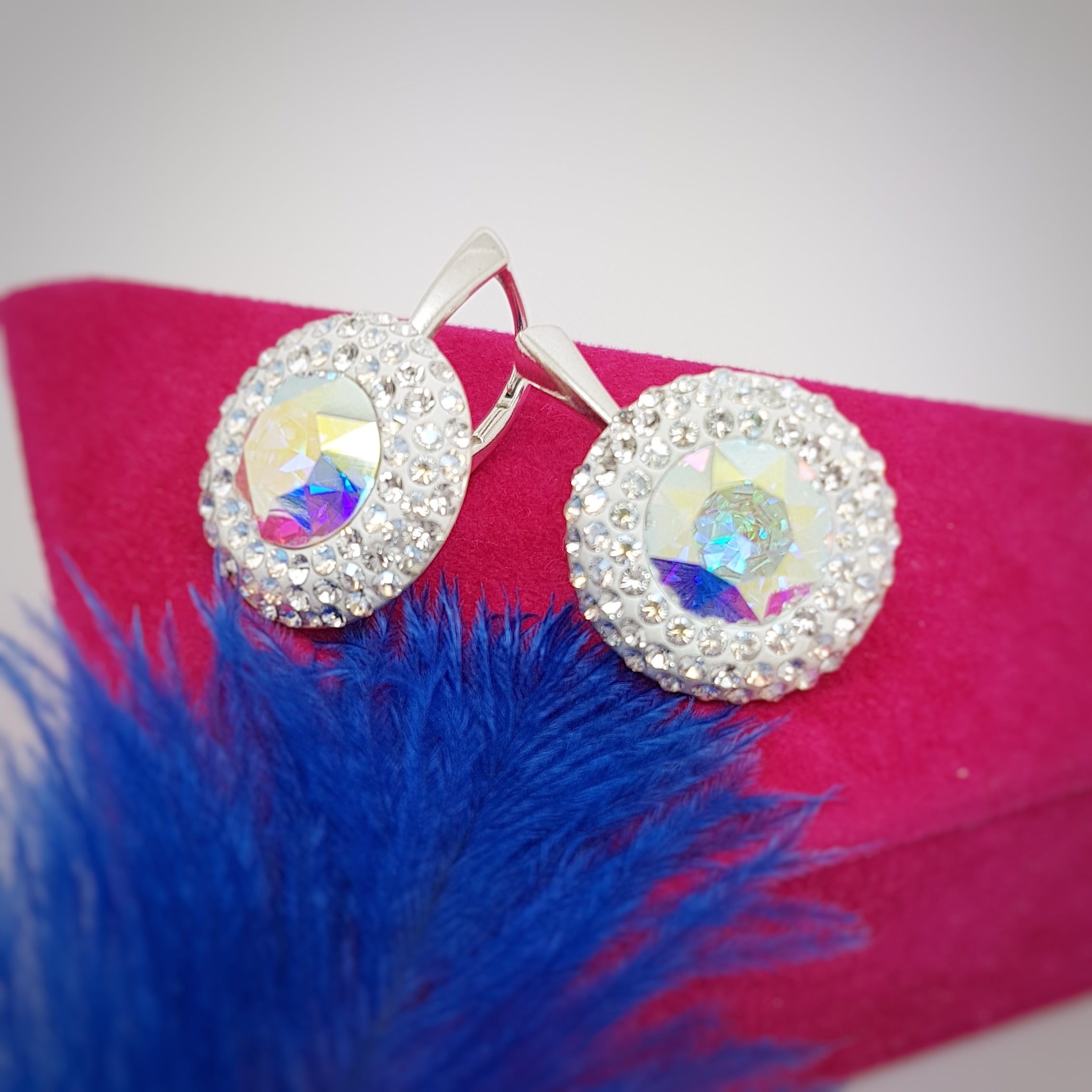 Extra Large Drop Leverback Earrings | Bridal Sparkly Earrings, [product type], - Personalised Silver Jewellery Ireland by Magpie Gems
