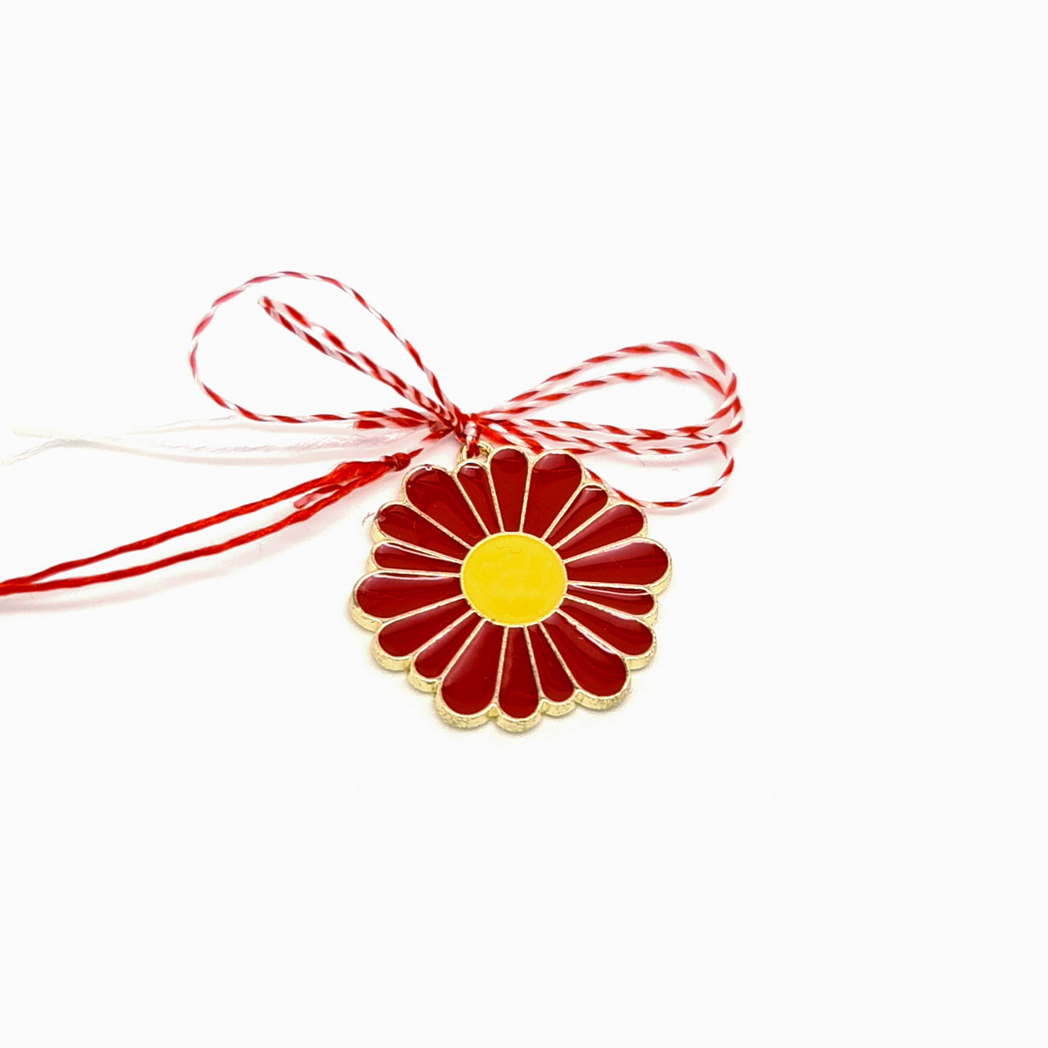 Spring Daisy Martisor with Red Charm - Symbol of Passion and Love