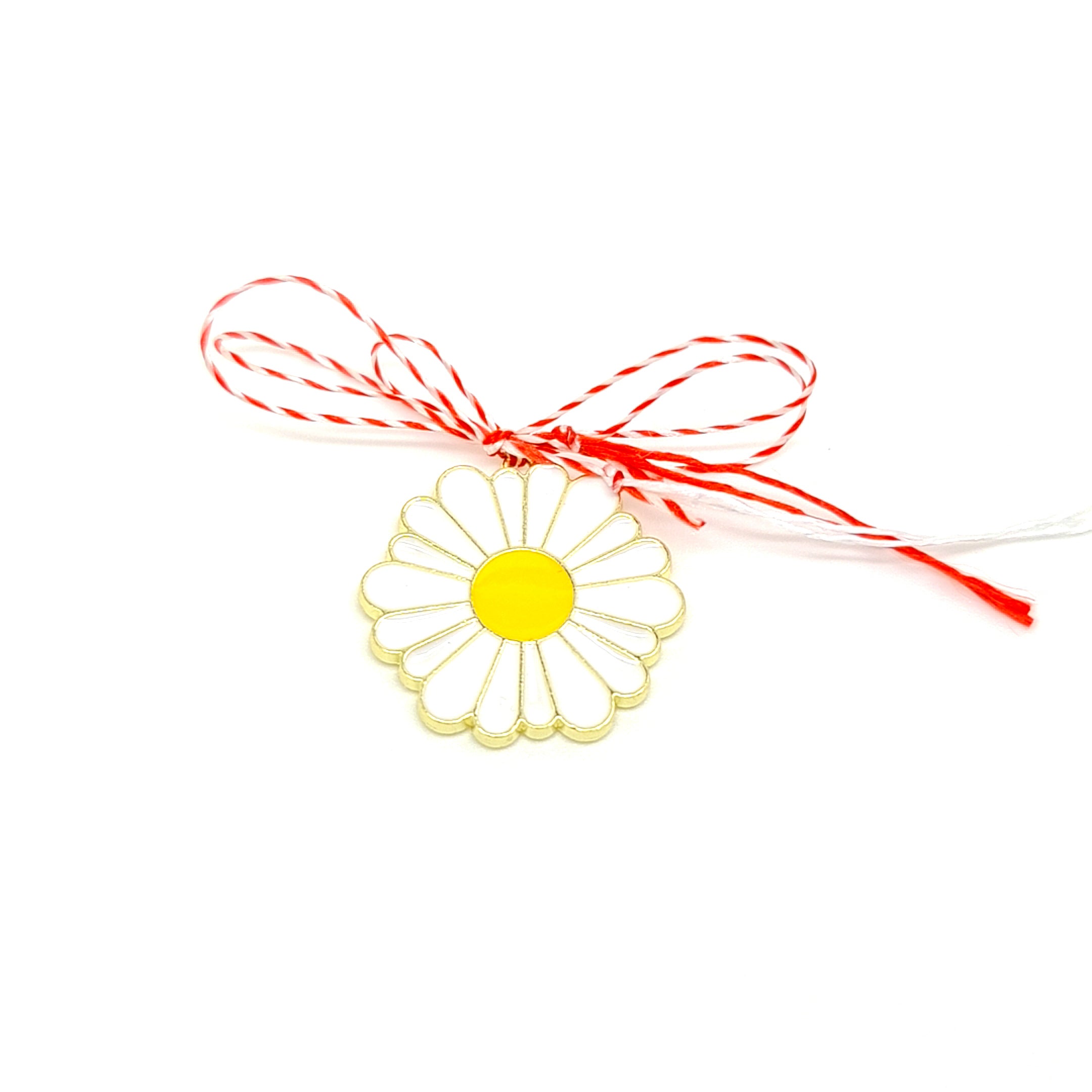 Spring Daisy Martisor with White Charm - Symbol of Purity and Innocence