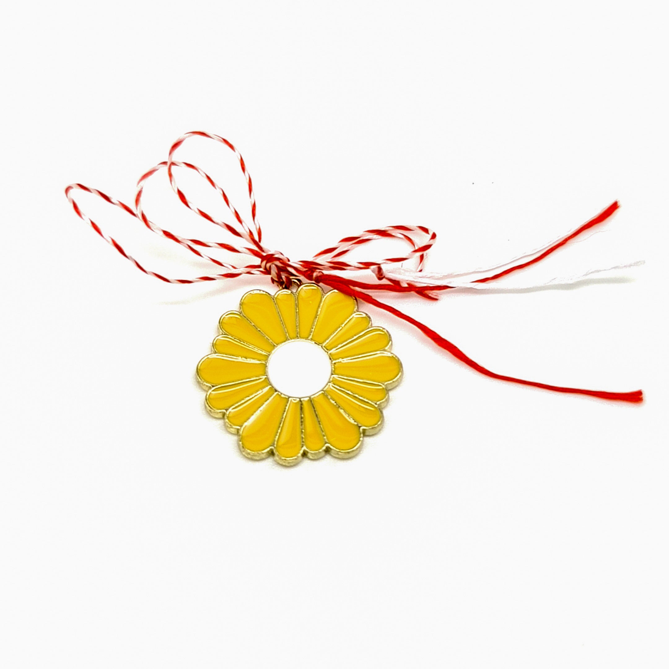 Spring Daisy Martisor with Yellow Charm - Symbol of Cheerfulness and Happiness