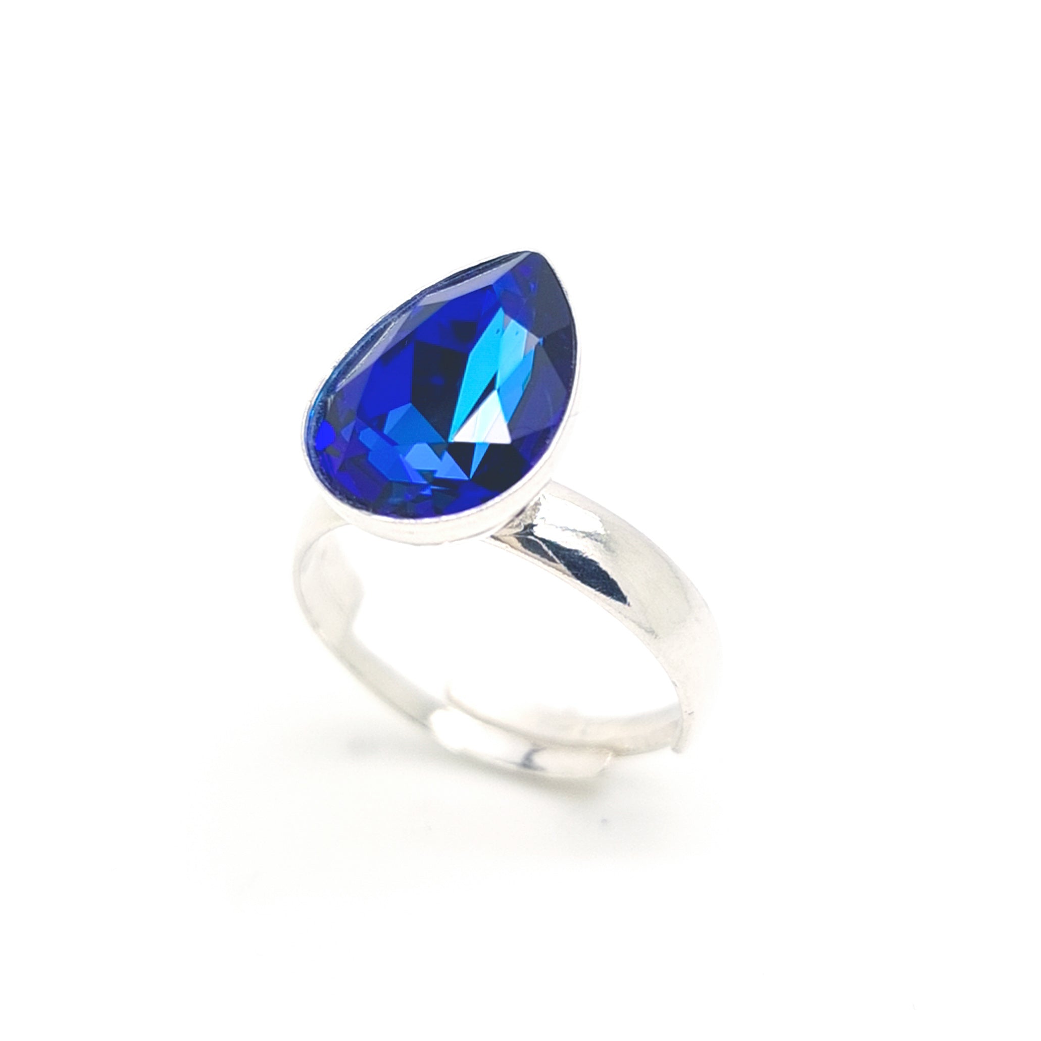 Bermuda Blue Solitaire Silver Ring in Nickel-Free Sterling Silver by Magpie Gems.