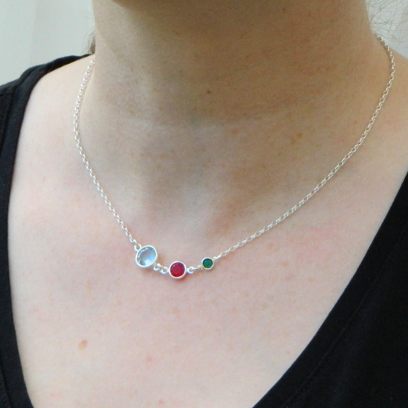 three birthstone silver necklace for ladies and women ireland