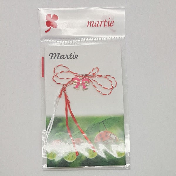 Martisor Pink, Red or Purple Bow Lucky Spring Charm - Personalised Sterling Silver Jewellery Ireland. Birthstone necklace. Shop Local Ireland - Ireland