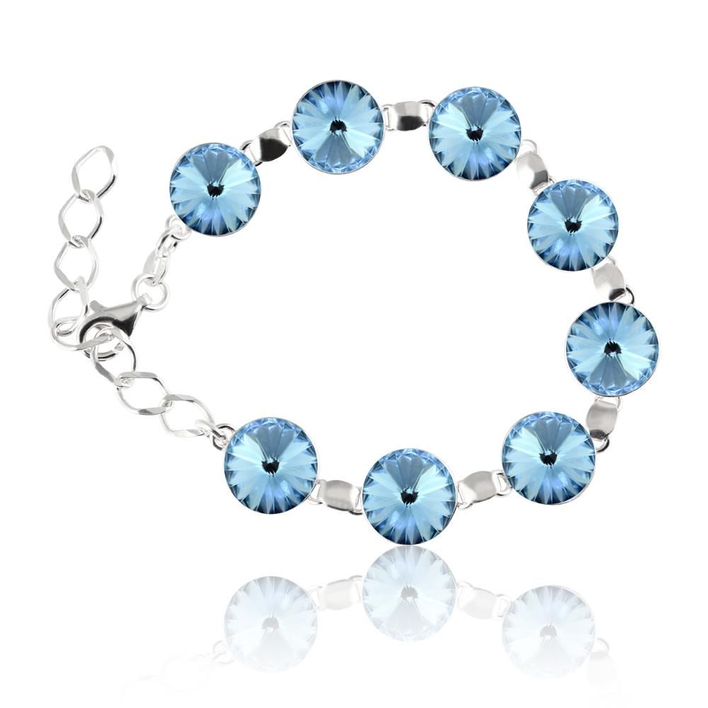 Aquamarine Stone - Round Rivoli Crystal on Sterling Silver Bracelet for Women in Ireland