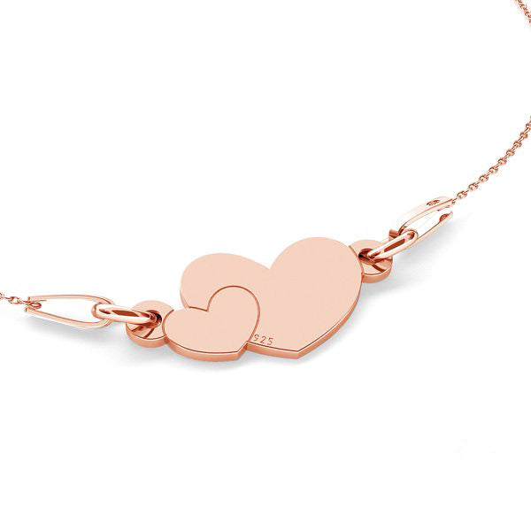 Double Heart Pendant Necklace in rosegold, Fine sterling silver necklace for mothers and daughters. Gift-wrapped and boxed Double Heart Pendant Necklace from Ireland