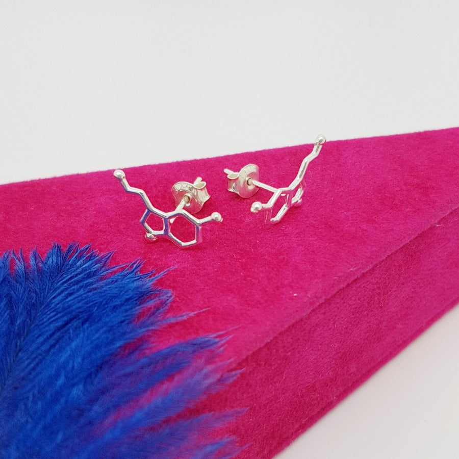 Be Happy Serotonin Stud Earrings, [product type], - Personalised Silver Jewellery Ireland by Magpie Gems