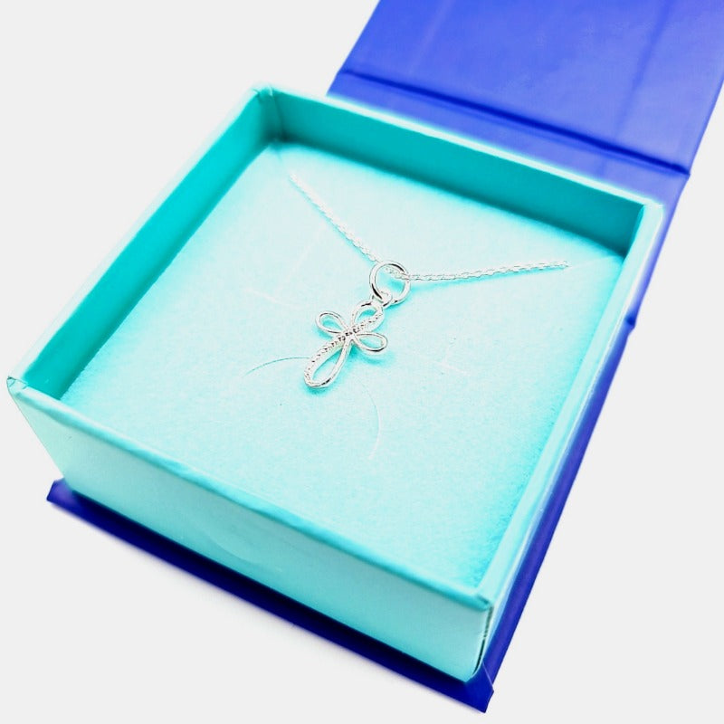 Gift boxed Silver cross pendant necklace for girls, women's communion or confirmation jewellery gift Ireland