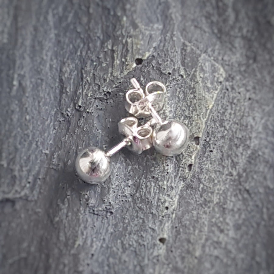 Simple Silver Ball Stud Earrings, [product type], - Personalised Silver Jewellery Ireland by Magpie Gems