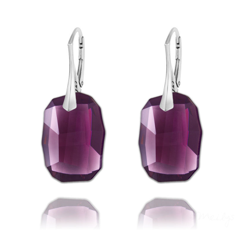 Amethyst Purple Large Crystal Earrings