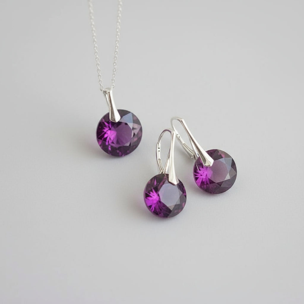 Auarius Amethyst February birthstone leverback earrings in sterling silver by Magpie Gems