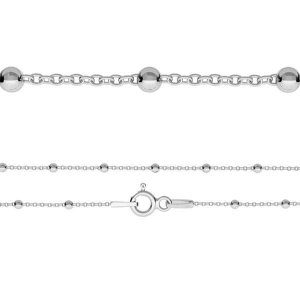 Ball Anchor Chain in Sterling Silver 925 by Magpie Gems Ireland, for girls, teens or adults