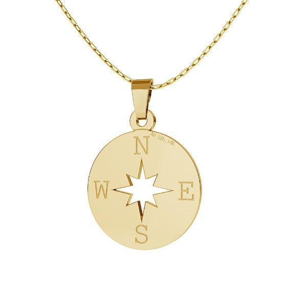 Finding your way - Solid Gold Compass Wind Rose Necklace - Personalised Sterling Silver Jewellery Ireland. Birthstone necklace. Shop Local Ireland - Ireland
