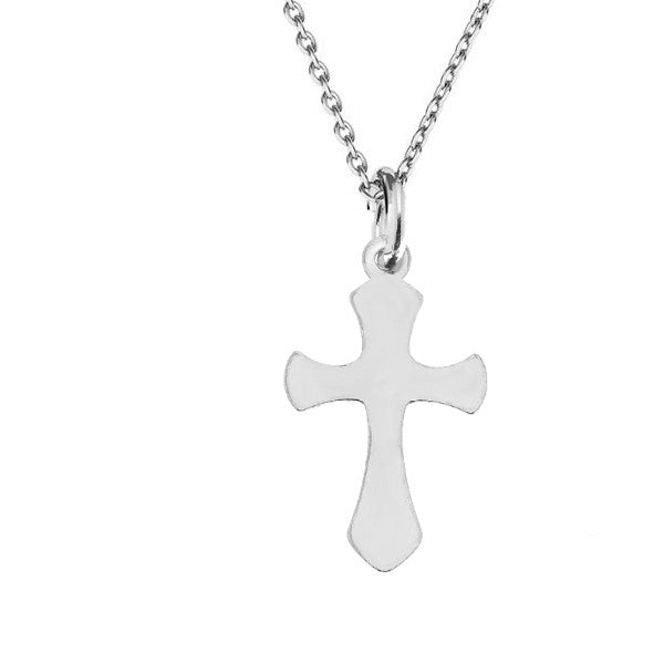 Silver Rounded Cross Necklace | Gift for first communion | confirmation, [product type], - Personalised Silver Jewellery Ireland by Magpie Gems