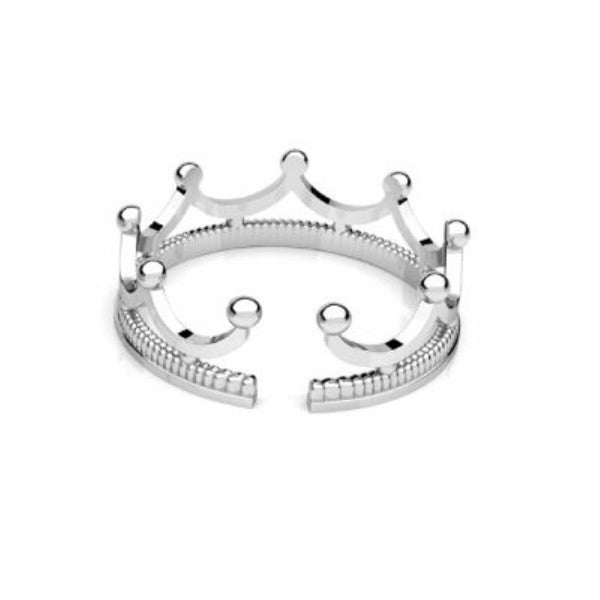 Regal Crown Adjustable U Ring in Sterling Silver