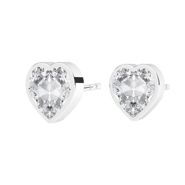 White background image: Crystal Heart Earrings with Stud Posts - Clear Crystals on Sterling Silver Studs from Ireland