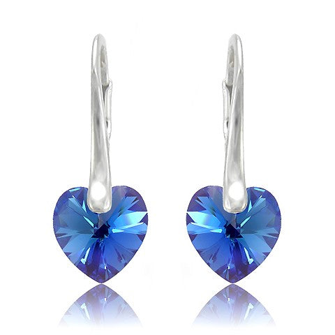 Dainty Heart Earrings in Sapphire - Deep Blue Elegance