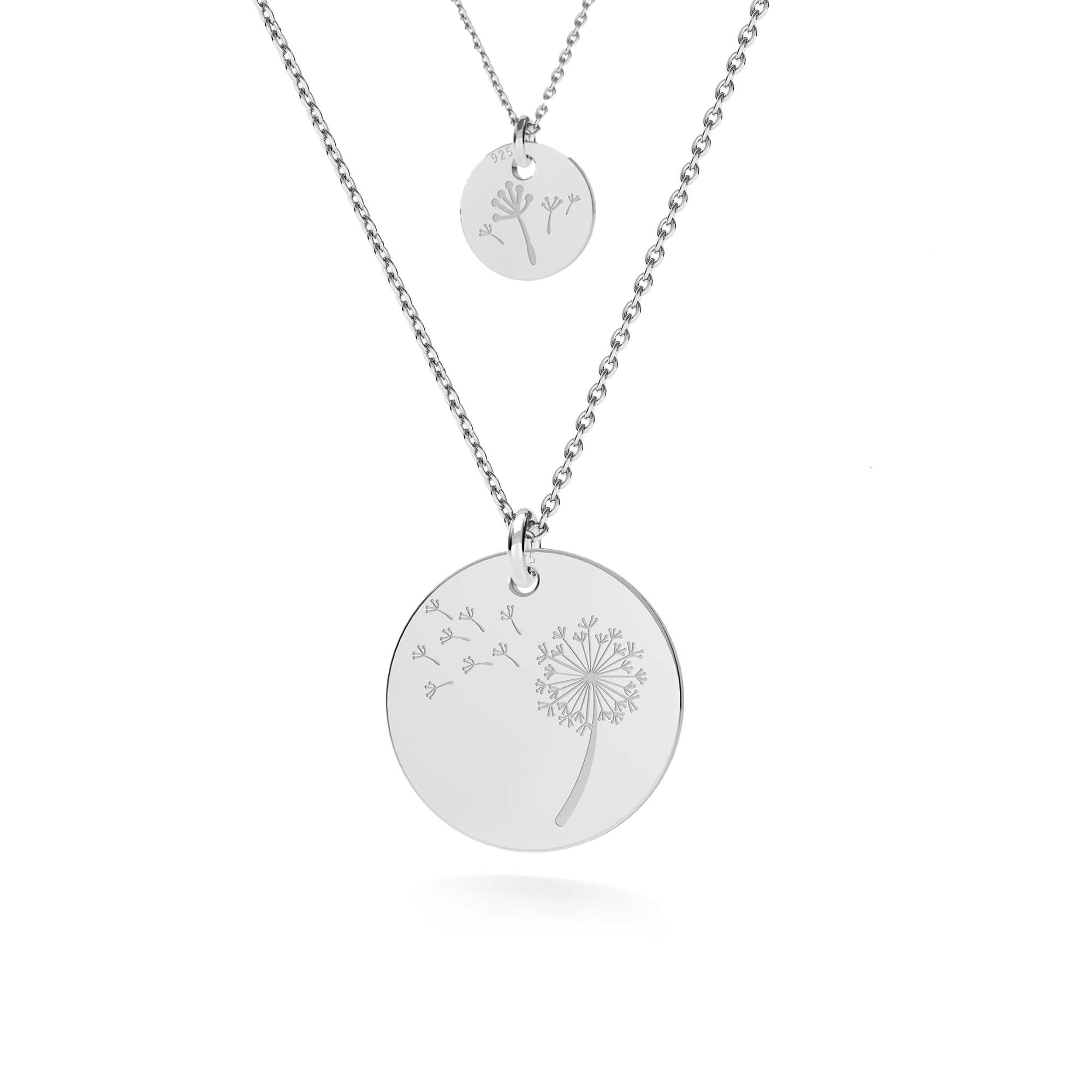 Sterling Silver Dandelion Pendants for Mother and Daughter